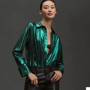COPY - NWT- Anthropologie- Gillian Liquid Shine Buttondown Shirt